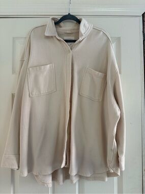 aerie Cream Button-Up Overshirt Jacket